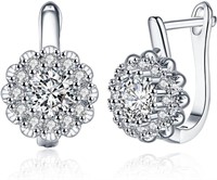 14k Gold-pl 4.00ct White Sapphire Halo Earrings
