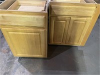 (2) HONEY PINE LOWER KITCHEN CABINETS