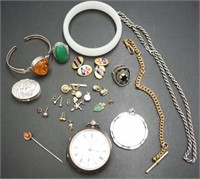 Silver and costume jewellery group