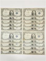 (20) 1935 C, E & 1957 B $1 Silver Certificates