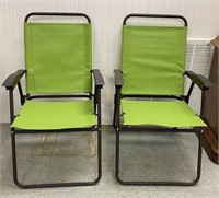 Folding Lawn Chairs with Green Mesh Seats