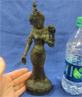 heavy brass hindu goddess statue ~9 inch tall