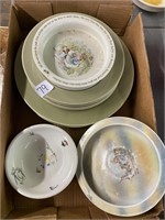 Assorted dishes-three vintage, children’s bowls