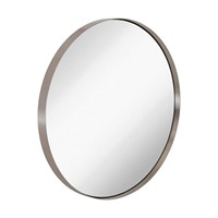 Large Silver Round Mirror Brushed Metal Framed