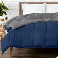 Queen Comforter - Reversible - Dark Blue/Grey