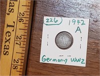 German 1 pfennig coin 1942 A mint WW2 era
