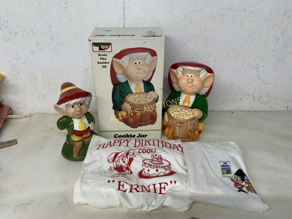 KEEDLER ELF COOKIE JAR KEBBLER ELF BANK TEE SHIRTS