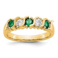 14k- Diamond and Emerald Complete Band