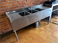 Stainless 3 Compartment Back Bar Sink