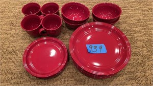 Red Mainstays stoneware dishes : 
8 dinner