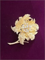 18kt Gold & Diamond Articulating Rose Brooch