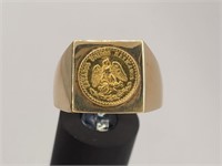 14kt Gold Men's Ring w/ Gold Coin Inset