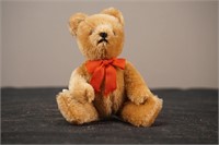 Vintage Hermann Teddy Bear with Red Bow, Miniature