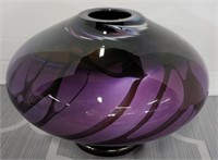 Stunning Signed Hand Blown Art Glass Vase