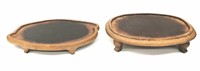 Two Oval Teakwood Stands