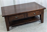 Rustic Rectangular Coffee Table w/ Drawer & Shelf