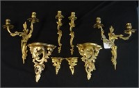 4 FIRE GILDED BRONZE LOUIS XVI STYLE CANDLE SCONCE