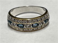 Two-Toned 925 Silver Blue and Clear Cut Stones