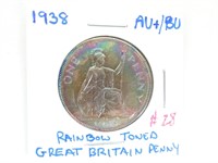 1938 Rainbow Toned Great Britain Penny