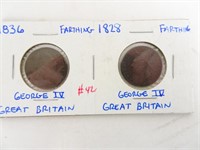 1836 George IV Farthing and 1828 George IV