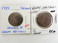 1754 George II Farthing and 1775 Great Britain