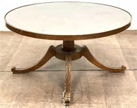 Neoclassical Influenced Wood Pedestal Coffee Table