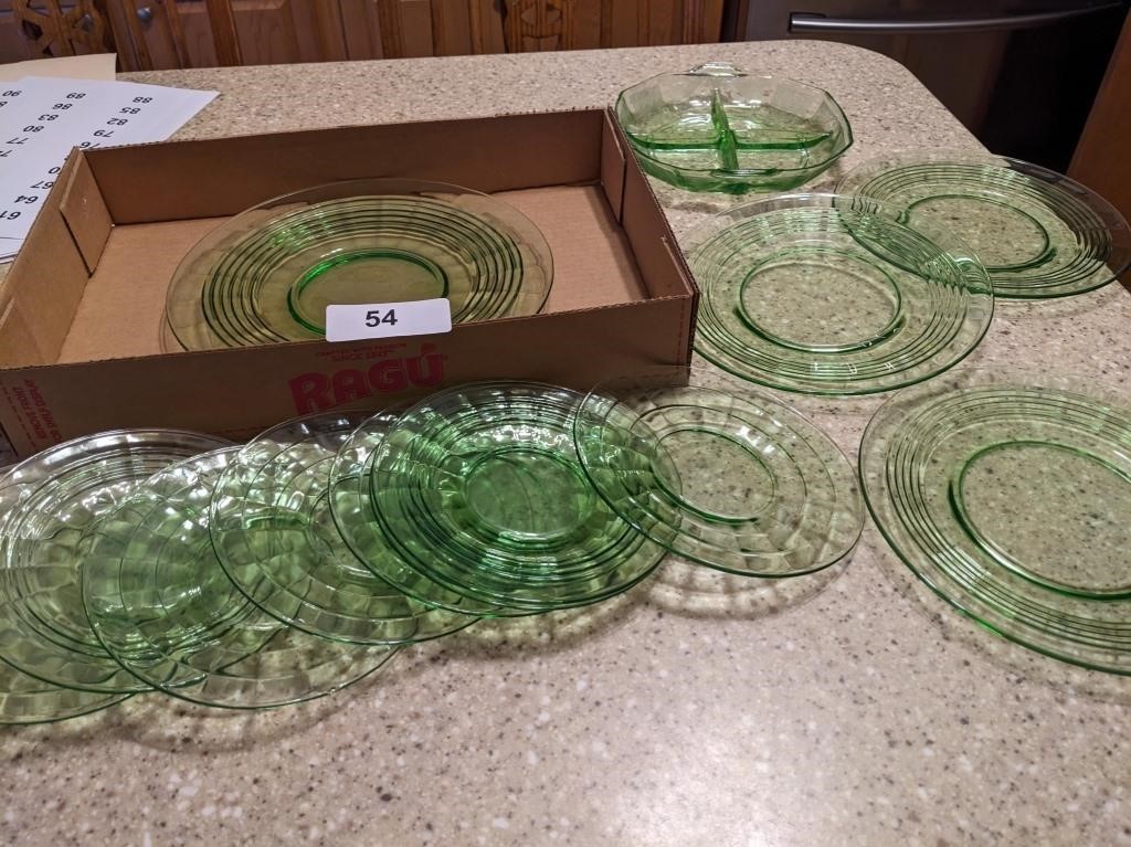 Green Depression Plates