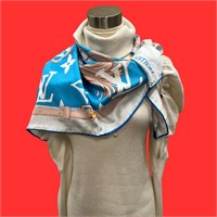 New with tag authentic LV aqua monogram silk scarf