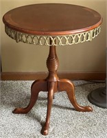 Vintage Solid Wood Brass Accent Parlor Table