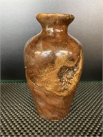 Hand Carved Wooden Vase approx. 6" tall