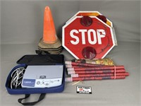 Safety Equipment: Stop Signs, Flares, Cones