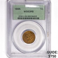1865 Indian Head Cent PCGS MS63 RB