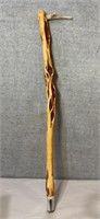 Diamond willow walking stick with deer horn