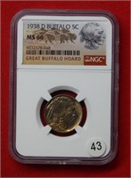 1938 D Buffalo Nickel NGC MS66