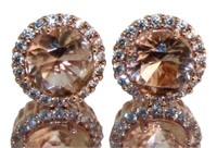 Round 2.75 ct Morganite Stud Earrings