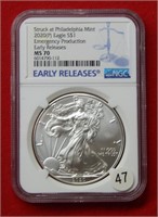 2020 (P) American Eagle NGC MS70 1 Ounce Silver