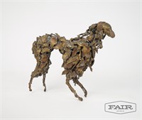 Brutalist Metal Dog Sculpture