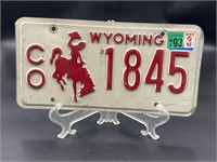 Wyoming license tag