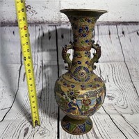 Large Asian Pottery Vase with flowers