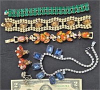 Vintage Colorful Rhinestone Style Jewelry Lot