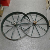 Pair of Industrial Wagon Wheels