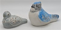 (LJ) Isabel Bloom cement bird figures, plain bird