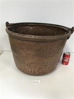 Antique 20" Round Copper Bucket with Iron Bail