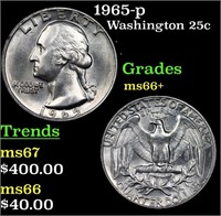 1965-p Washington Quarter 25c Grades GEM++ Unc