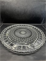 VINTAGE GLASS FOOTED CAKE PLATE