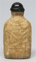 CHINESE CARVED BROWN STONE SNUFF BOTTLE