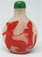 RUBY RED CHINESE OVERLAY GLASS SNUFF BOTTLE