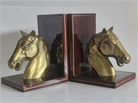 VTG SOLID BRASSS HORSE HEAD BOOKENDS-NICE