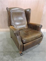 BROWN GENUINE LEATHER WINGBACK RECLINER