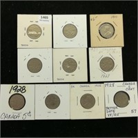 (10) 1920s Canadian Nickels